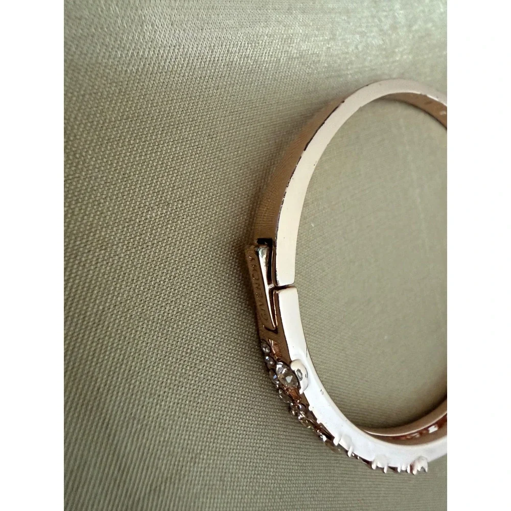 Givenchy Rose Gold Tone Crystal Double Row Hinged Bangle Bracelet Missing Stone